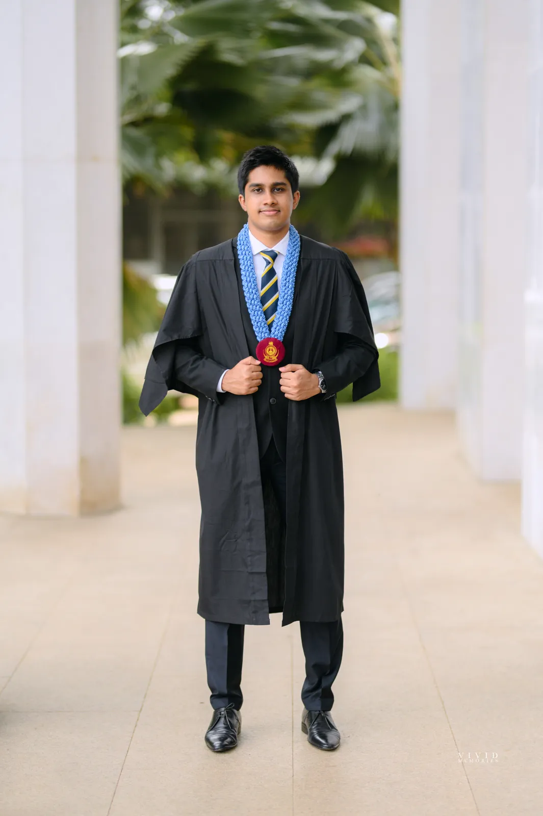 Vidith in graduation robes at the University of Moratuwa